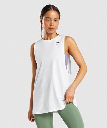 Camiseta Tirantes Gymshark Entrenamiento Drop Arm Mujer Blancas | CO 2384UZG